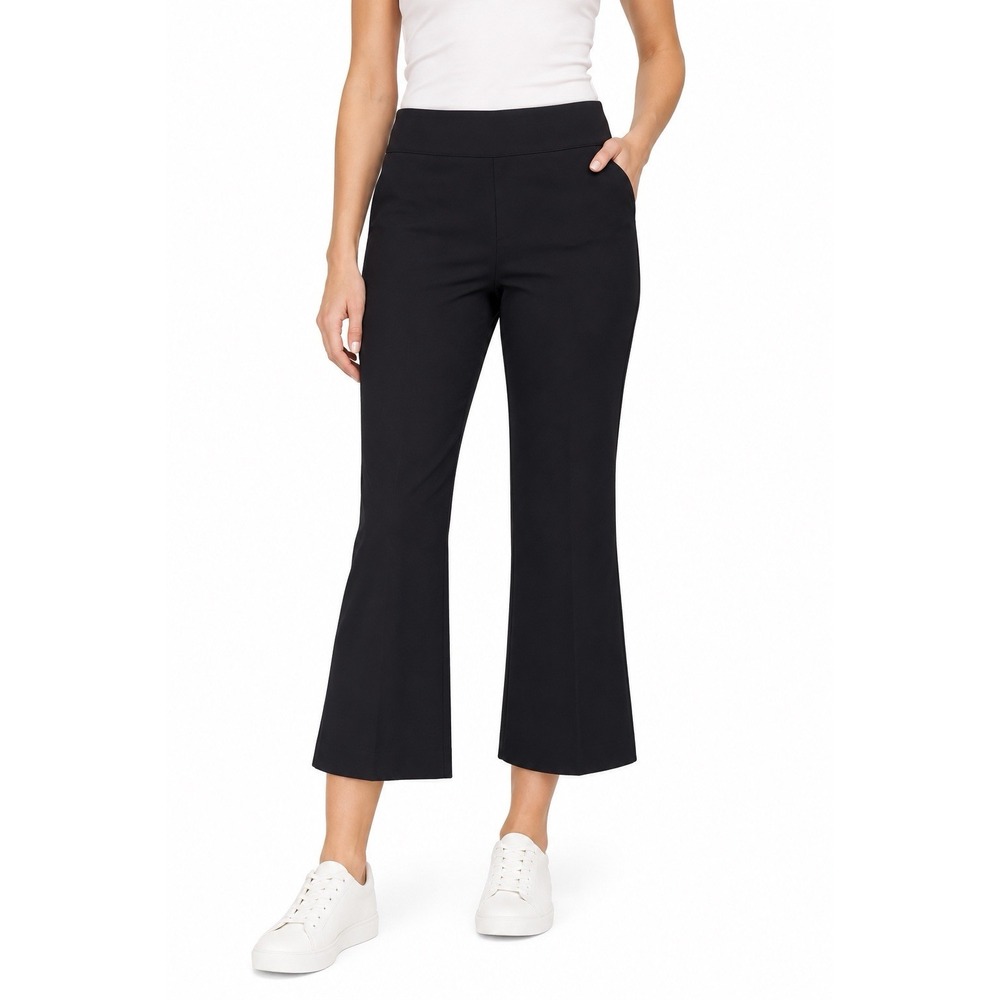 SPANX Pants Womens Large Black Cropped Kick Flare Ponte Pull On Stretch Comfort